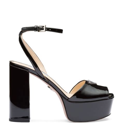 used prada black platform slides patent leather|PRADA Women Black Patent Leather Wedge Platform Slides .